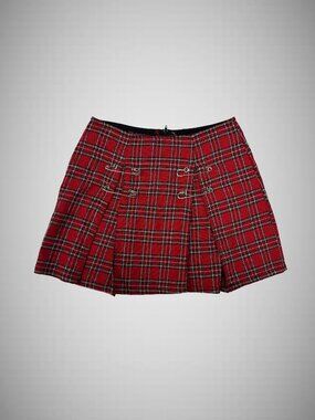 Vintage Y2K Lip Service Punk & Disorderly Plaid Pleated Safety Pin Mini Skirt